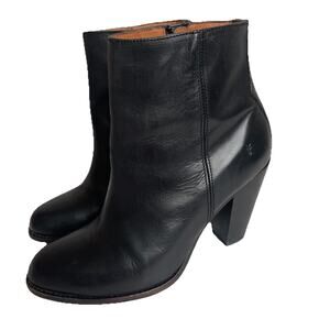FRYE Jenny Leather Western Ankle Boots Block Heel Booties Size 7.5 B